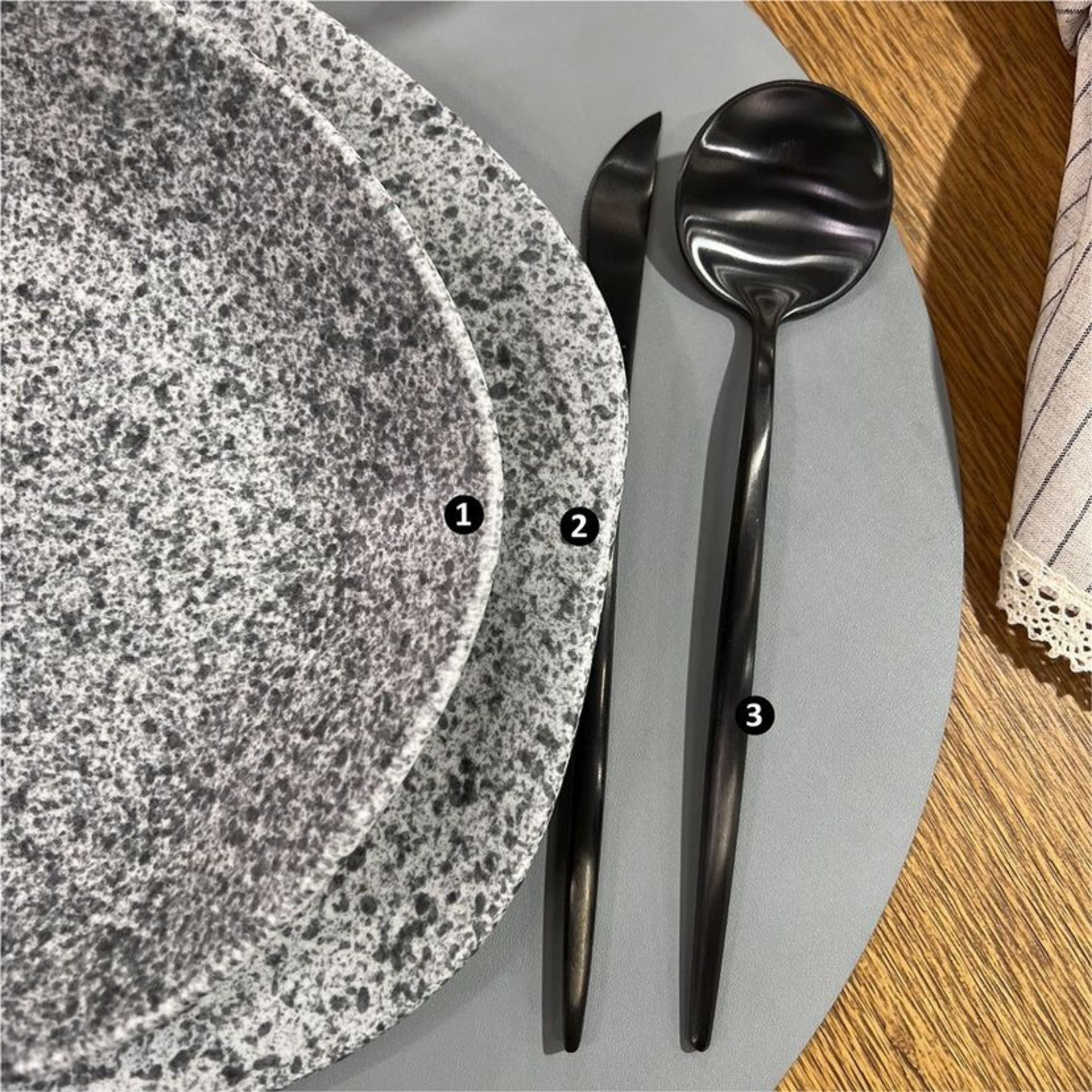 FINAL SALE - Ryo Granite 20 Pieces Dinnerware Set Service for 4 - Satin Effect
