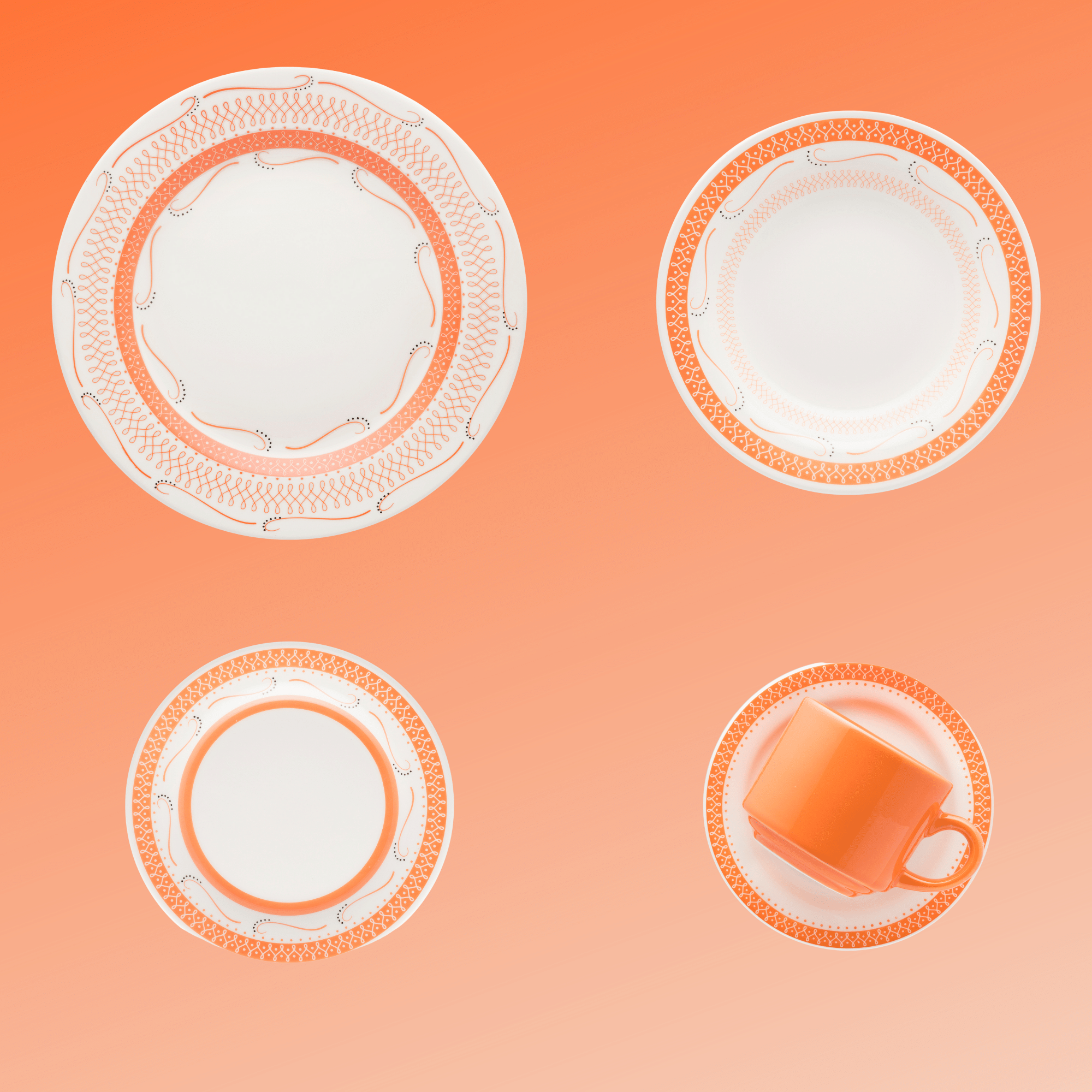 FINAL SALE - Donna Tangerine 20 Pieces Dinnerware Set Service for 4