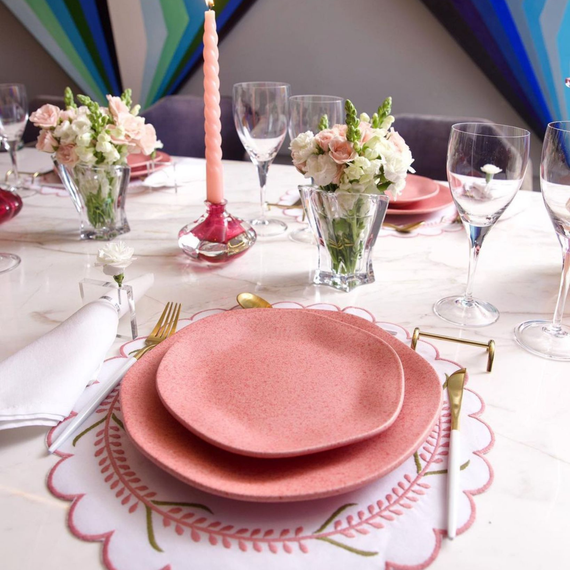 FINAL SALE - Ryo Dragon Fruit 20 Pieces Dinnerware Set Service for 4 - Satin Effect