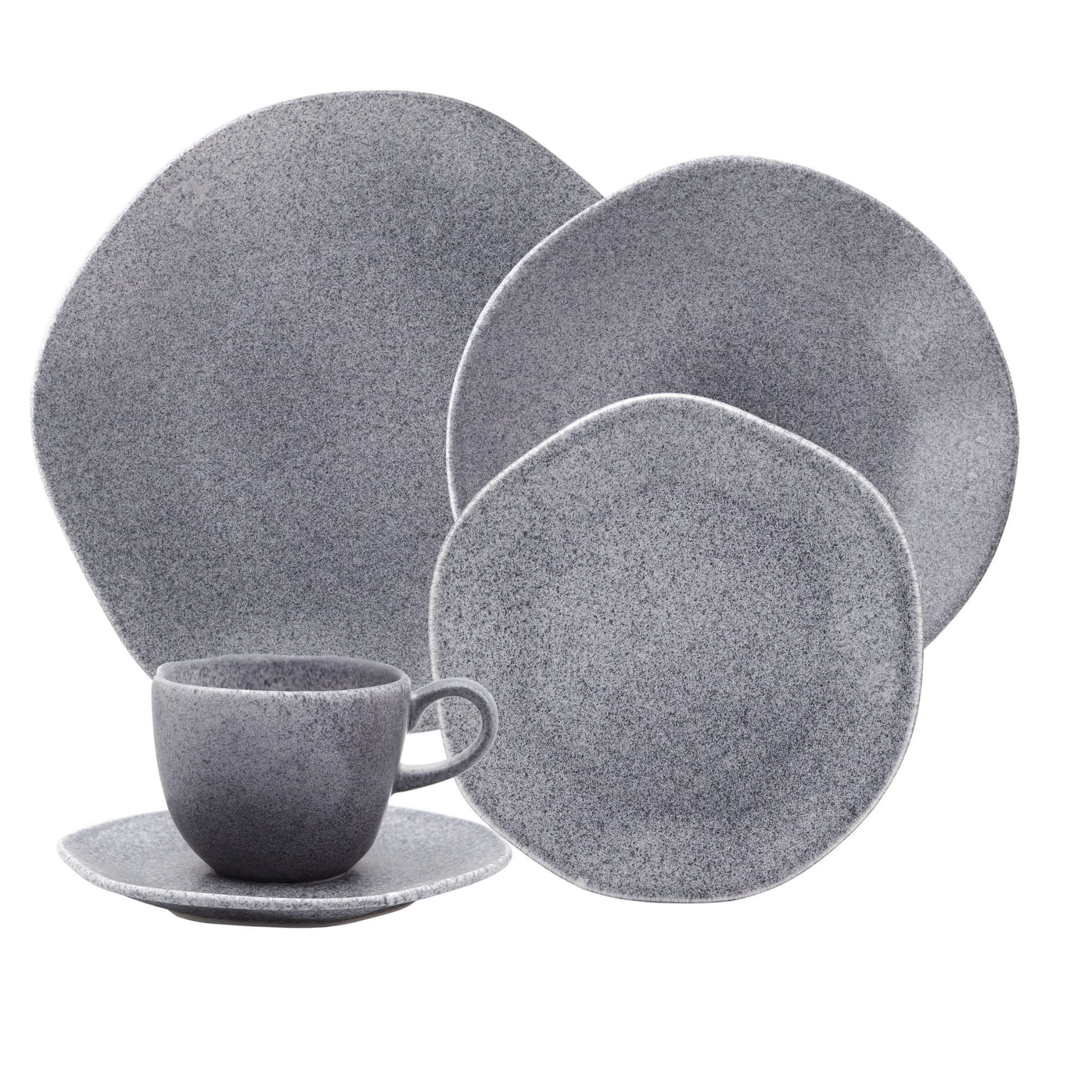 FINAL SALE - Ryo Granite 20 Pieces Dinnerware Set Service for 4 - Satin Effect
