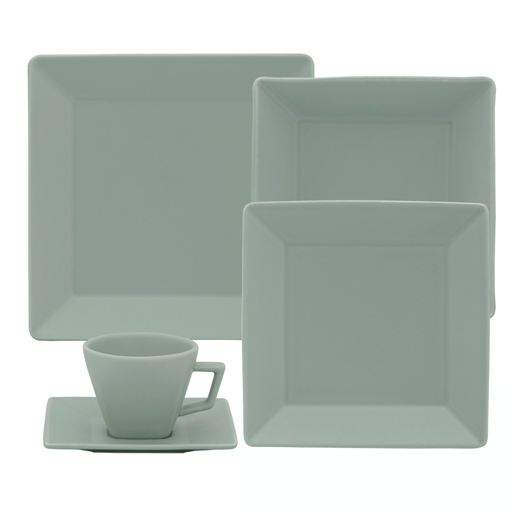 FINAL SALE - Quartier Mint 20 Pieces Dinnerware Set Service for 4 - Satin Effect