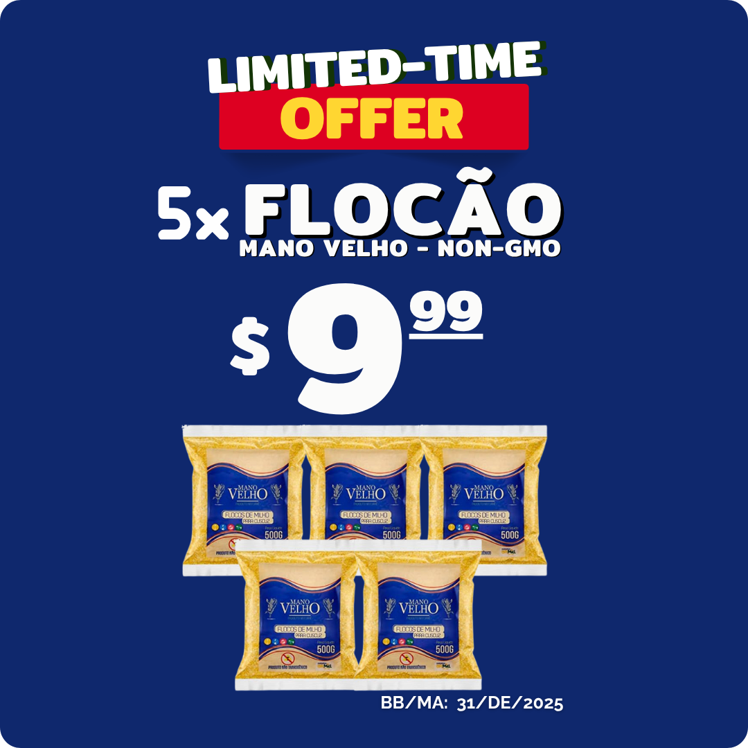 MANO VELHO - Natural NON-GMO corn (Flocão) - 500g (COMBO PROMO)