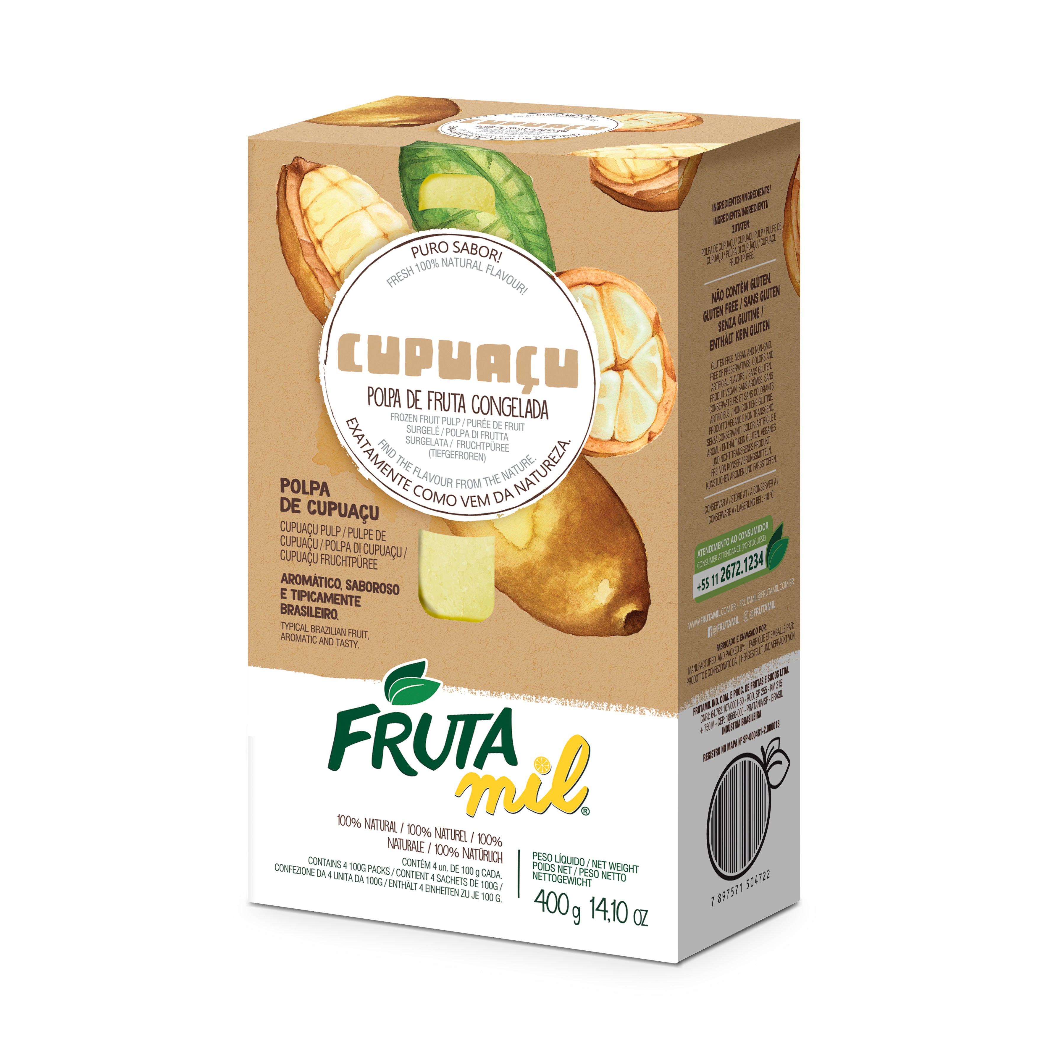 FRUTAMIL - Fruit Pulp (Cupuaçu fruit) - 4x100g - FINAL SALE - EXPIRED or CLOSE TO EXPIRY