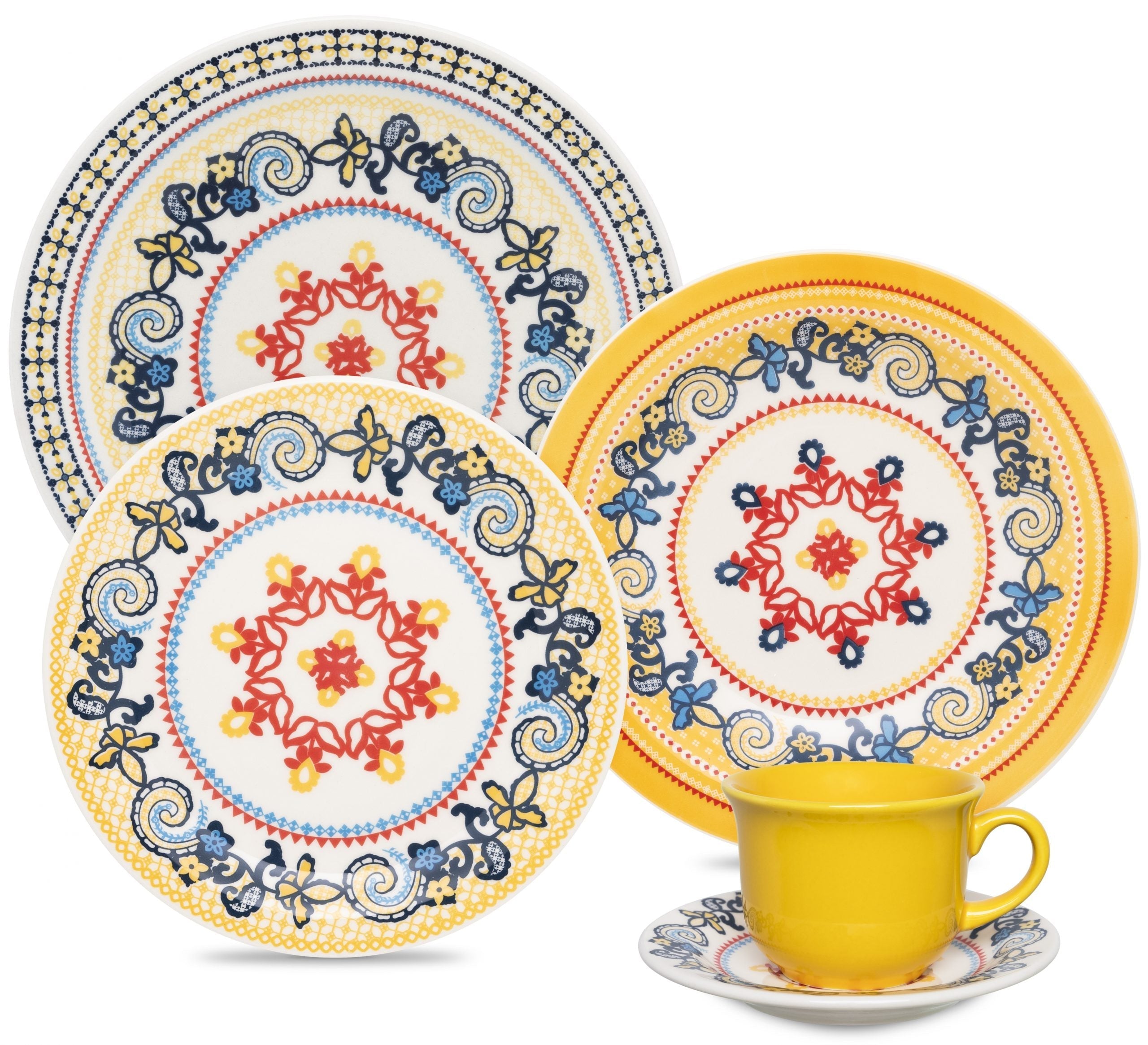 FINAL SALE - Floreal La Pollera 20 Pieces Dinnerware Set Service for 4