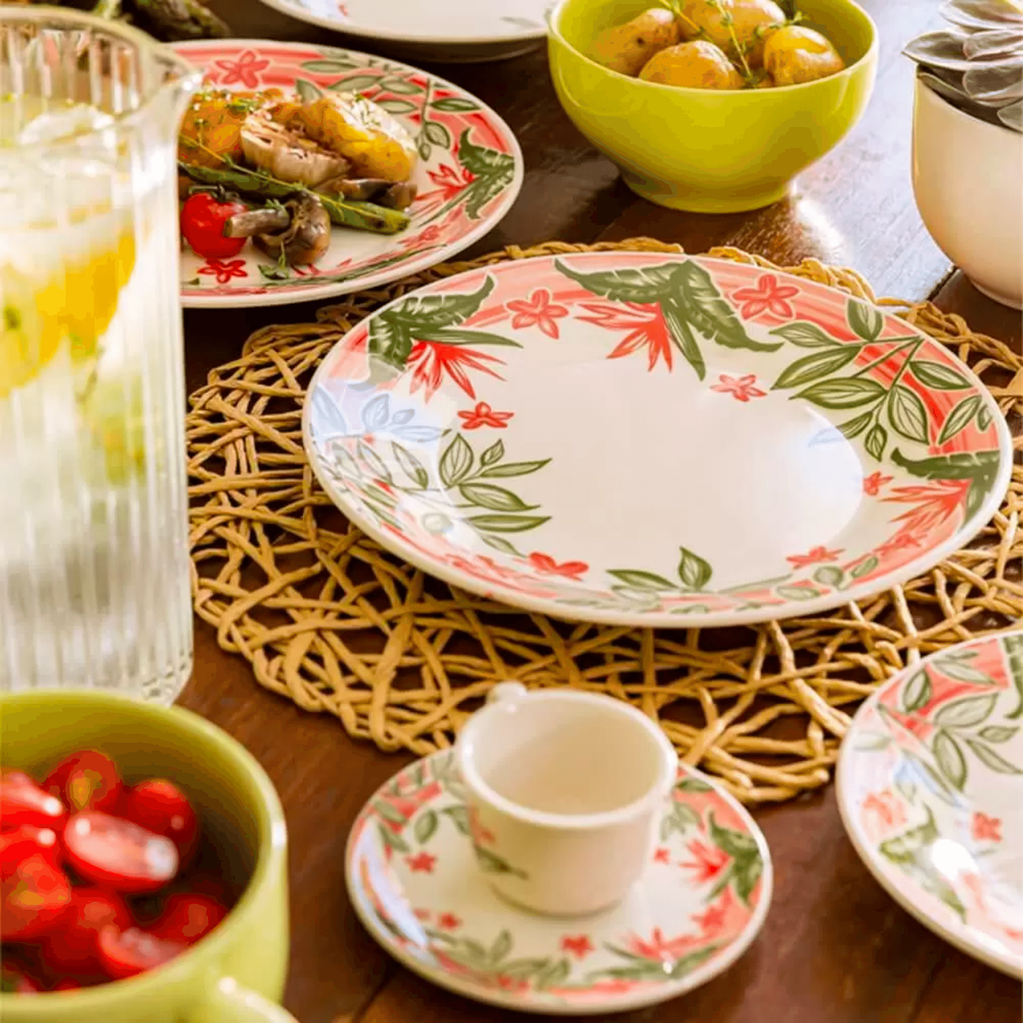 FINAL SALE - Donna Tropical Garden 20 Pieces Dinnerware Set Service for 4