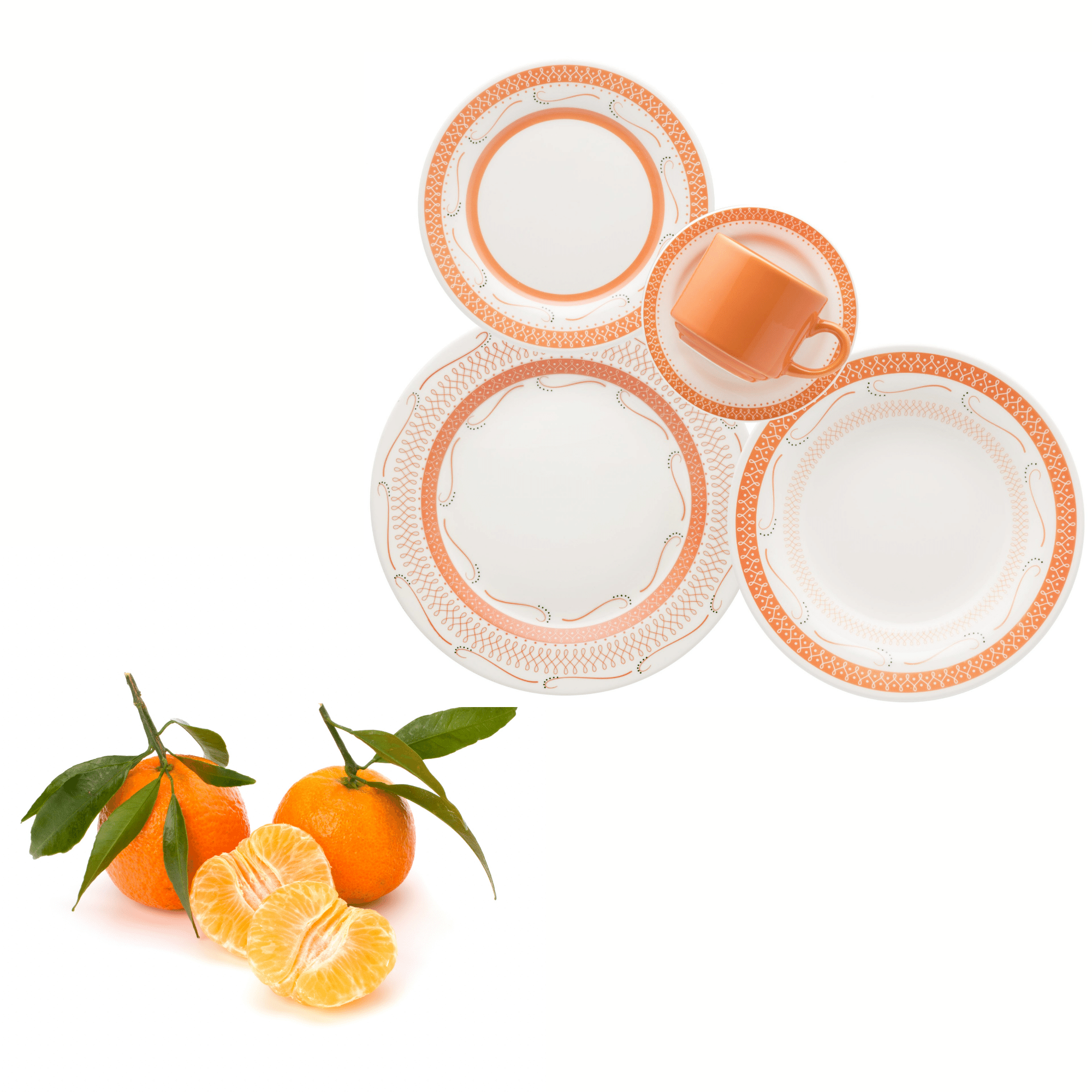 FINAL SALE - Donna Tangerine 20 Pieces Dinnerware Set Service for 4