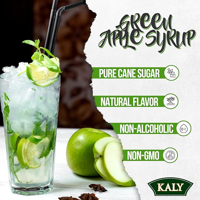 KALY - Brazilian Syrup - Natural Green Apple Flavor - 700 ml / 23.7 Fl Oz