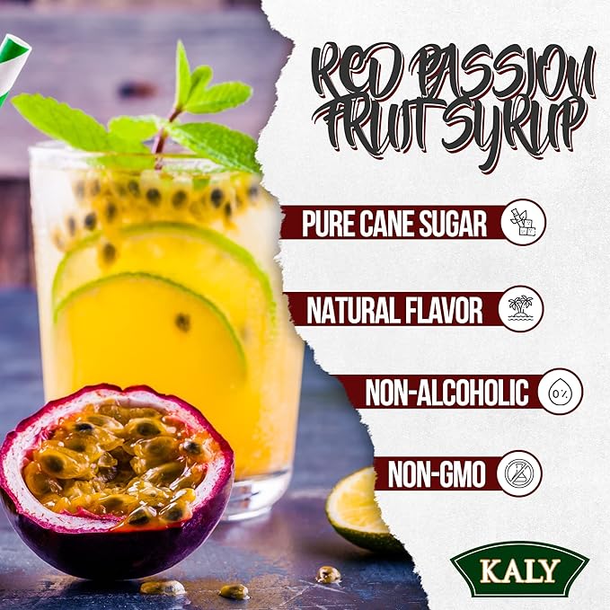 KALY - Brazilian Syrup - Natural Red Passion Fruit Flavor - 700 ml / 23.7 Fl Oz
