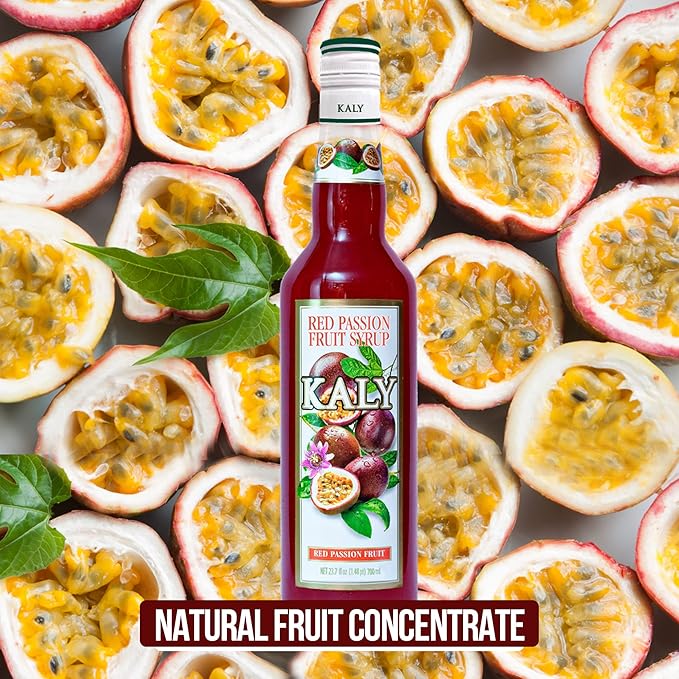KALY - Brazilian Syrup - Natural Red Passion Fruit Flavor - 700 ml / 23.7 Fl Oz
