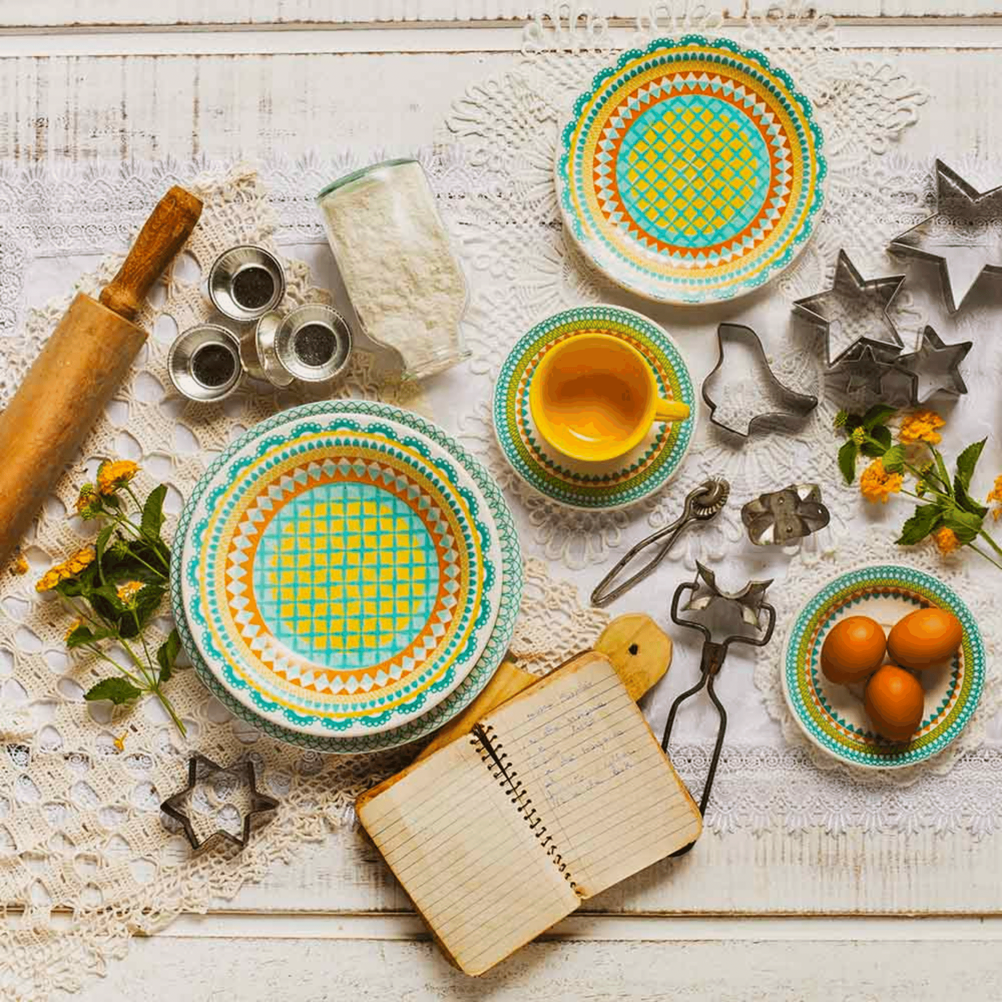 FINAL SALE - Floreal Bilro 20 Pieces Dinnerware Set Service for 4