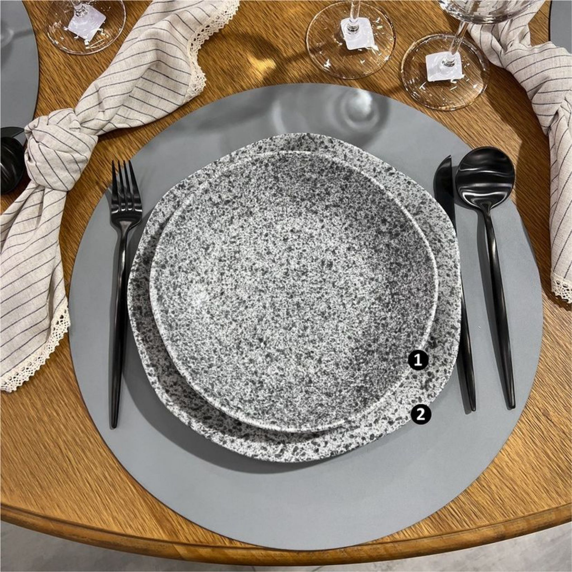 FINAL SALE - Ryo Granite 20 Pieces Dinnerware Set Service for 4 - Satin Effect