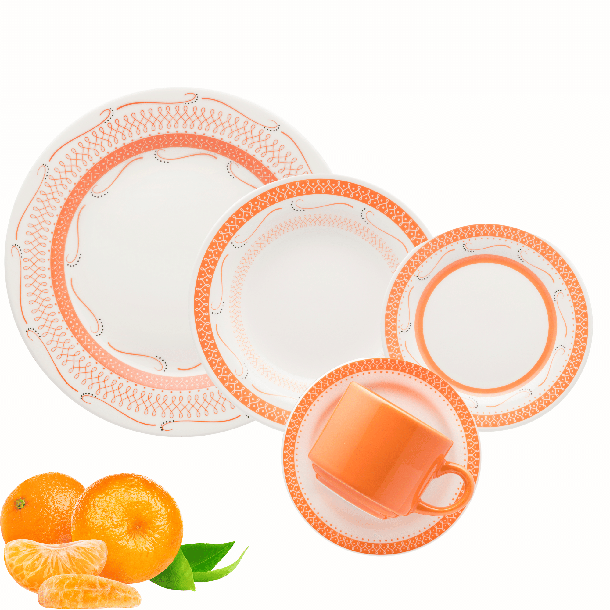 FINAL SALE - Donna Tangerine 20 Pieces Dinnerware Set Service for 4