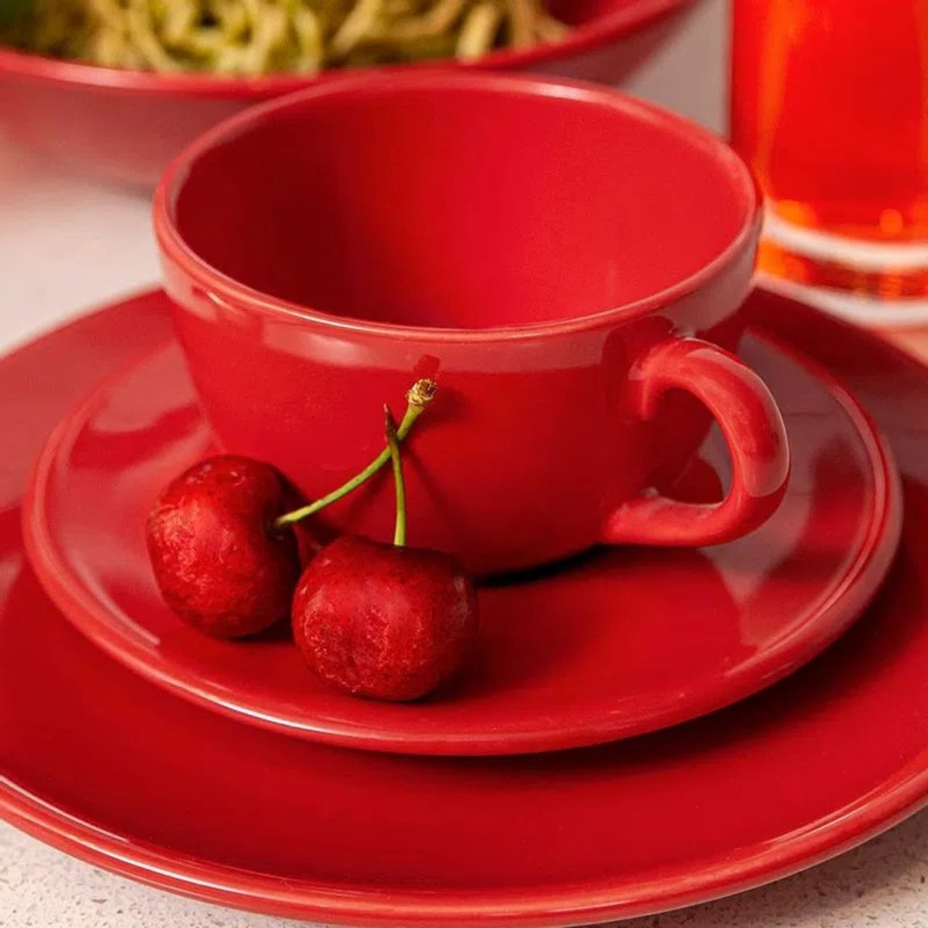 FINAL SALE - Unni Red 20 Pieces Dinnerware Set Service for 4