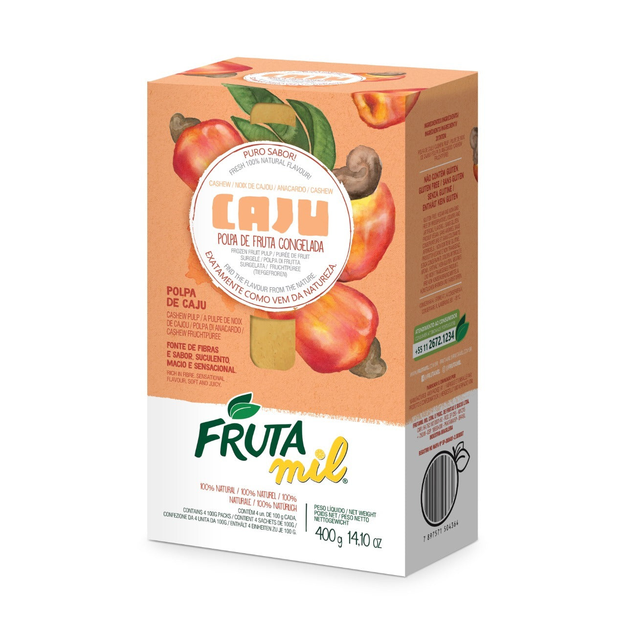 FRUTAMIL - Pulpe de fruit (noix de cajou) - 4x100g - VENTE FINALE - EXPIRÉ ou PROCHE DE L'EXPIRATION