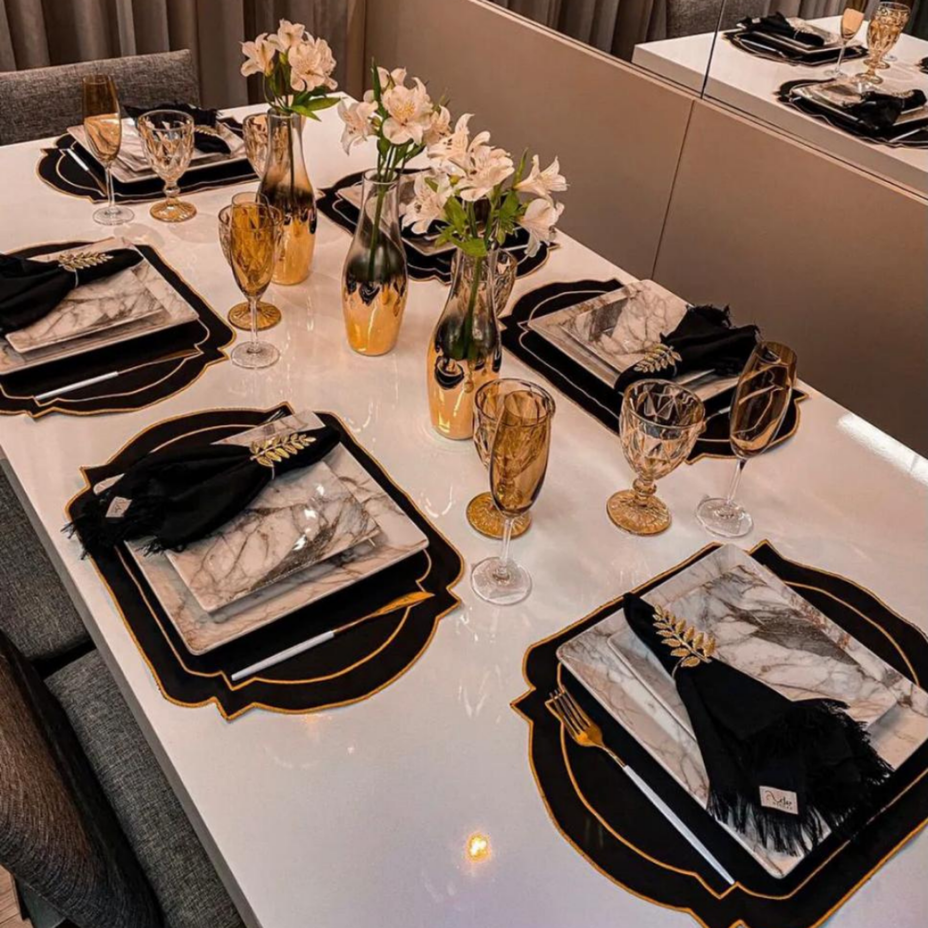 FINAL SALE - Quartier Golden Stone 20 Pieces Dinnerware Set Service for 4