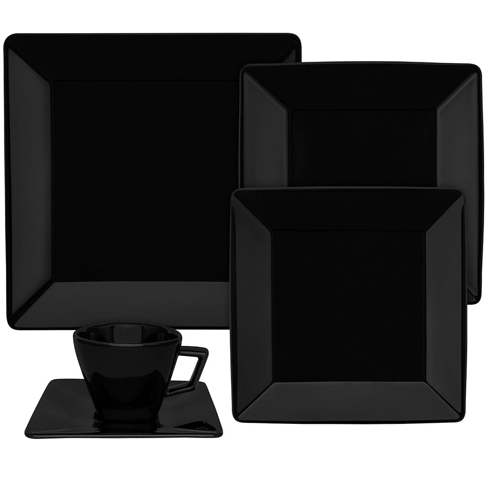 FINAL SALE - Quartier Black 20 Pieces Dinnerware Set Service for 4