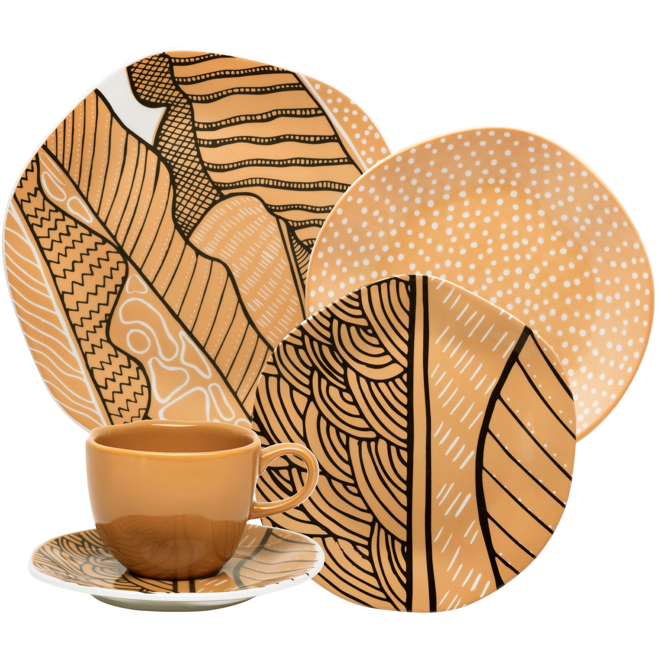 FINAL SALE - Ryo Roots 20 Pieces Dinnerware Set Service for 4