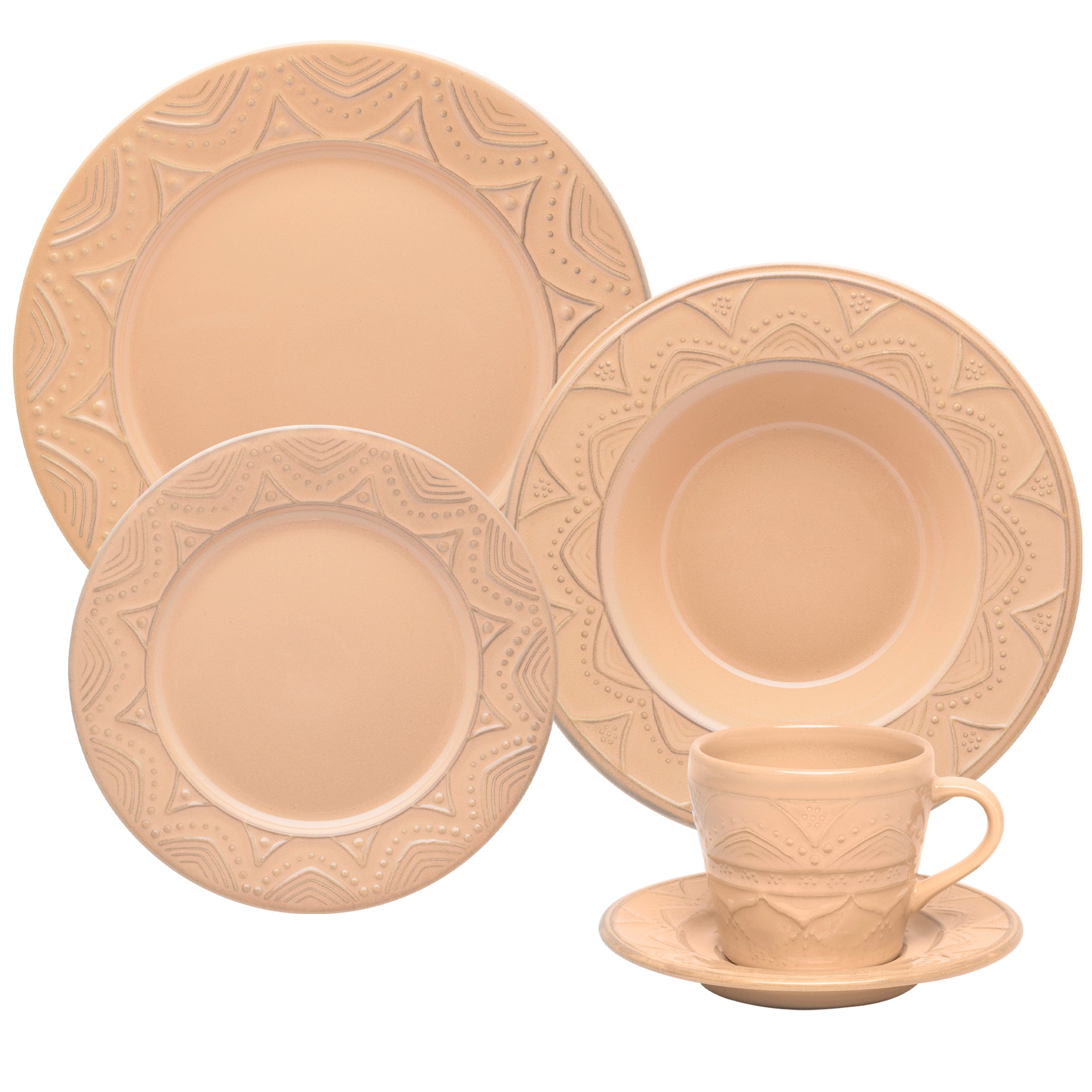 FINAL SALE - Serena Nectarine 20 Pieces Dinnerware Set Service for 4