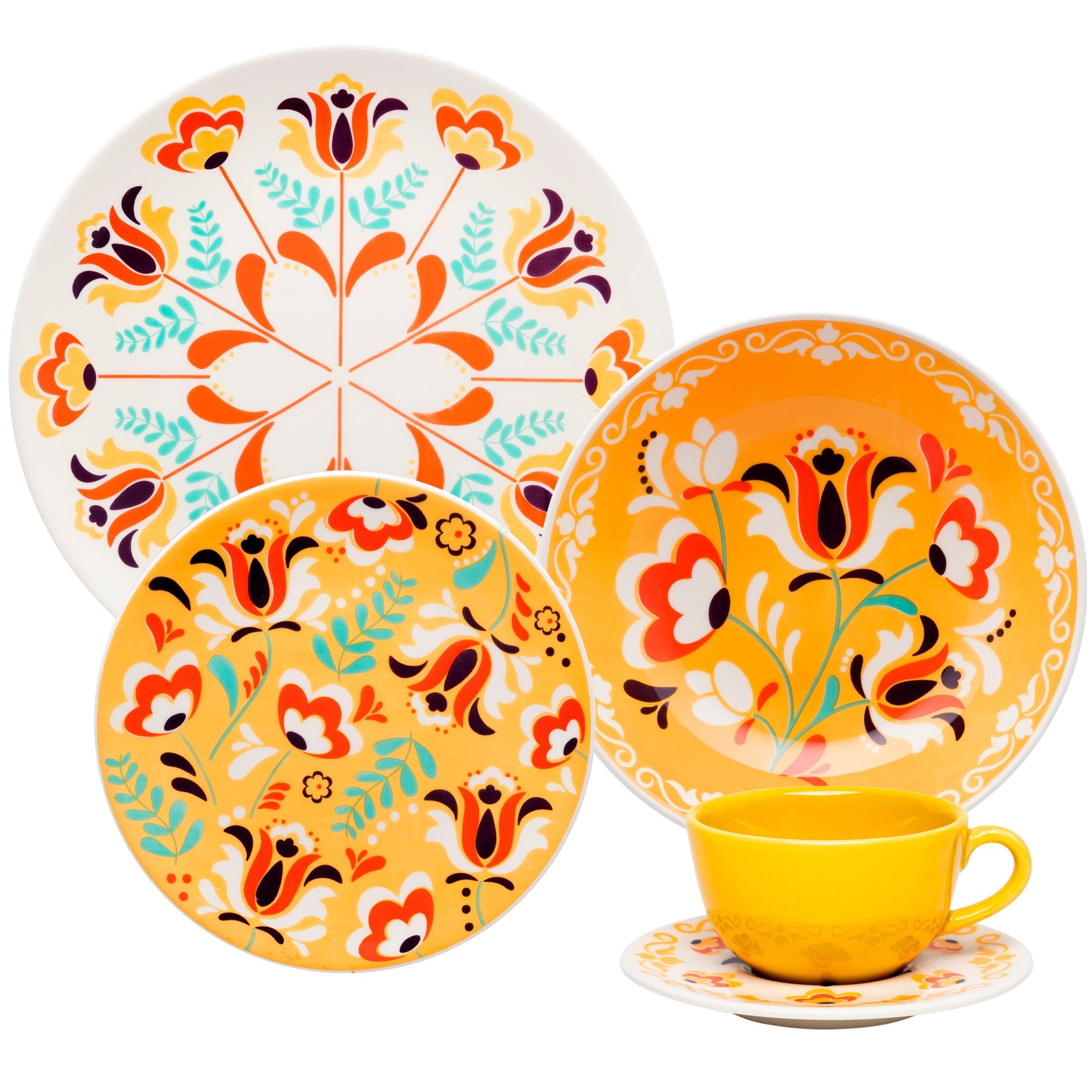 FINAL SALE - Unni Flowers 20 Pieces Dinnerware Set Service for 4
