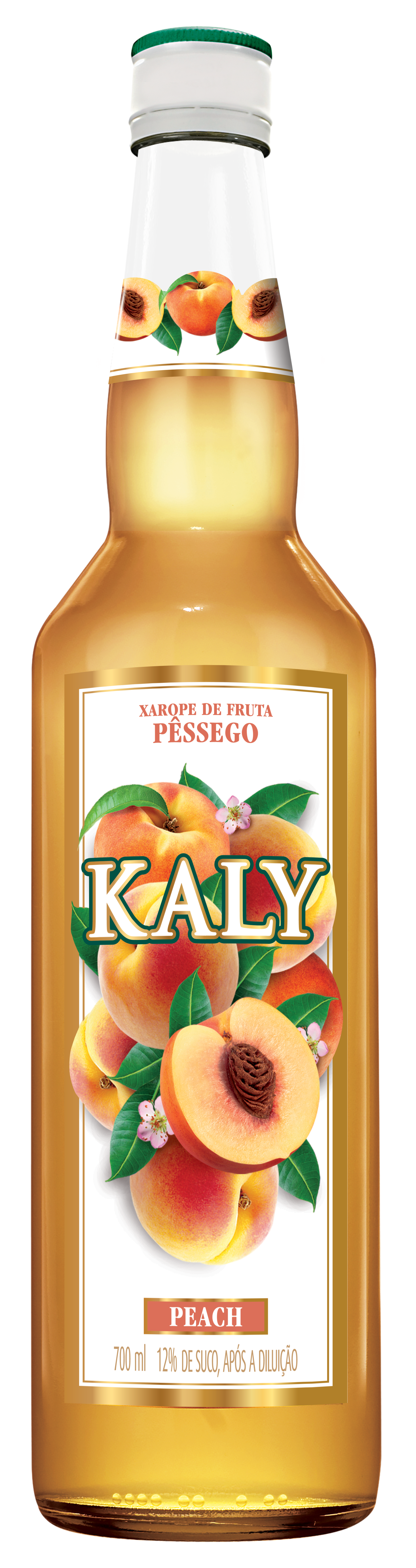 KALY - Xarope Brasileiro - Sabor Natural de Pêssego - 700 ml / 23,7 Fl Oz