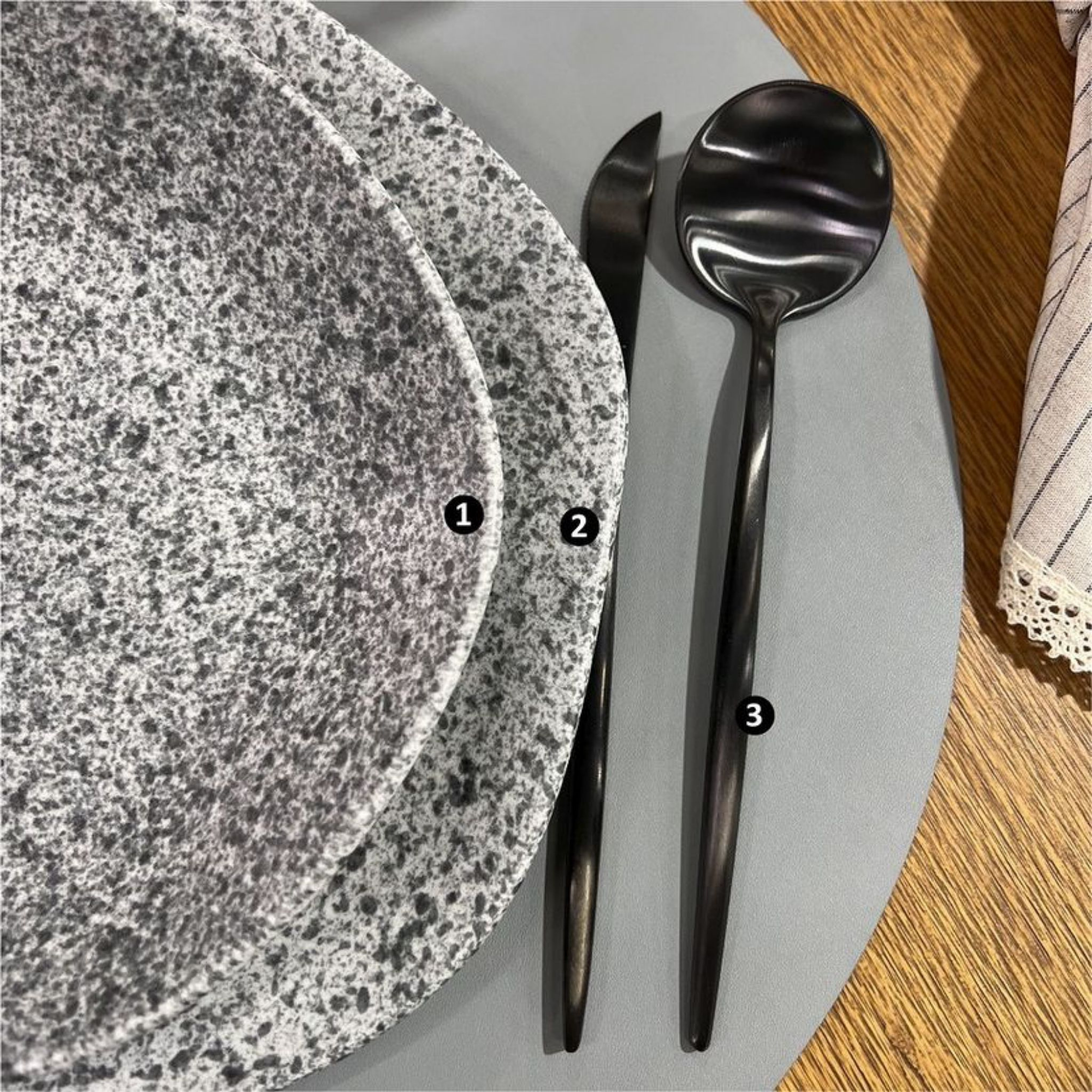 Ryo Granite 20 Pieces Dinnerware Set Service for 4 - Satin Effect