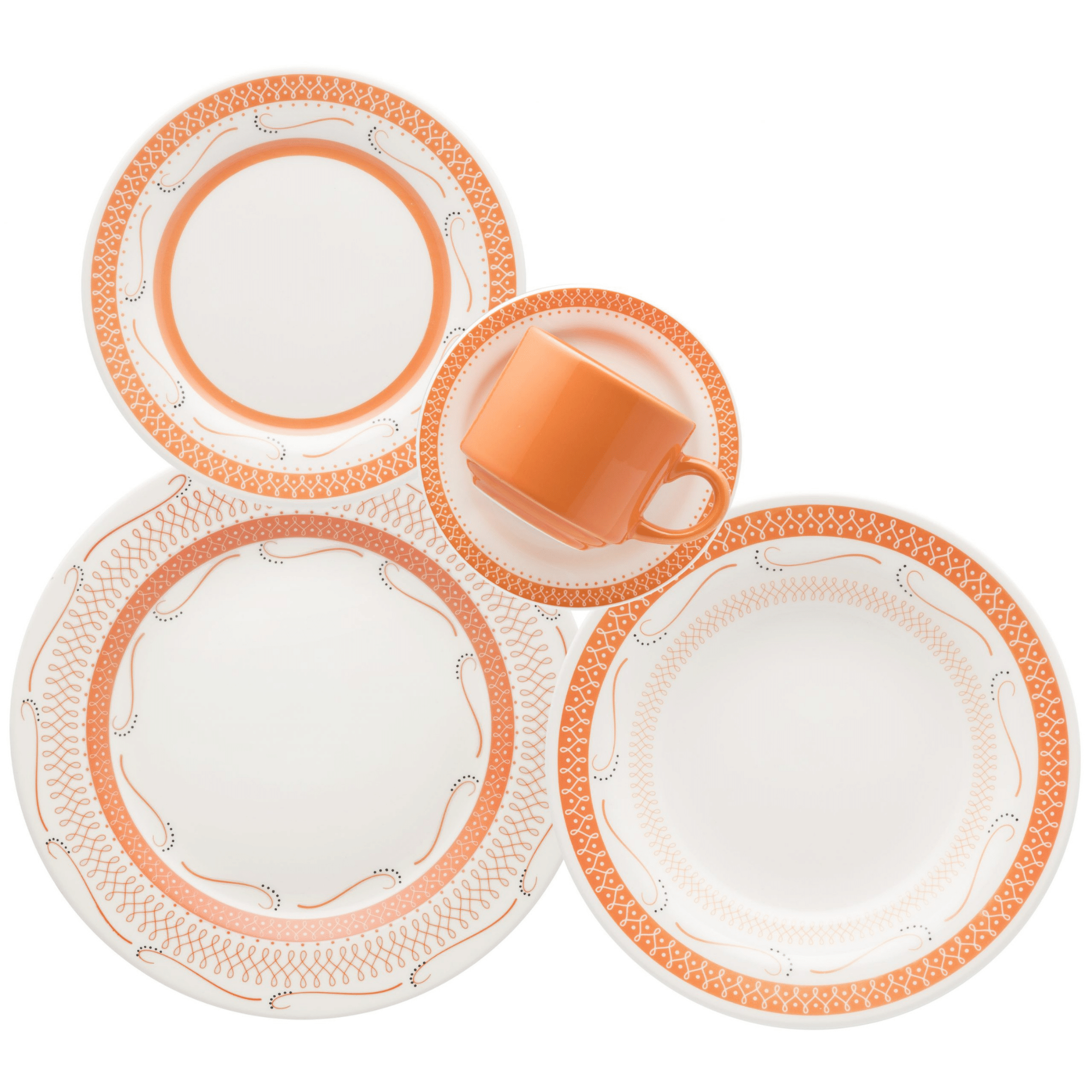 Donna Tangerine 20 Pieces Dinnerware Set Service for 4