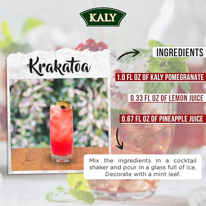 KALY - Xarope Brasileiro - Sabor Natural de Grenadine - 700 ml / 23,7 Fl Oz