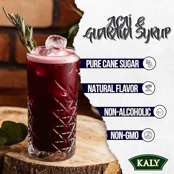 KALY - Xarope Brasileiro - Sabor Natural de Açaí e Guaraná - 700 ml / 23,7 Fl Oz