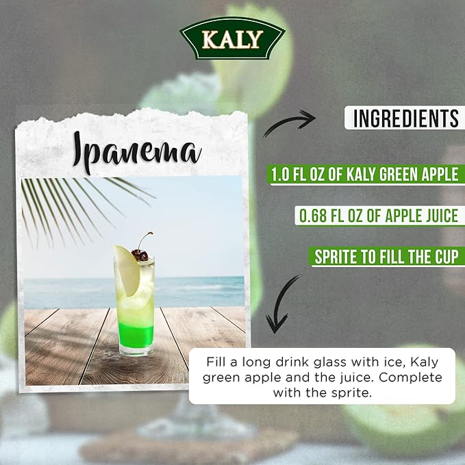 KALY - Xarope Brasileiro - Sabor Natural de Maçã Verde - 700 ml / 23,7 Fl Oz