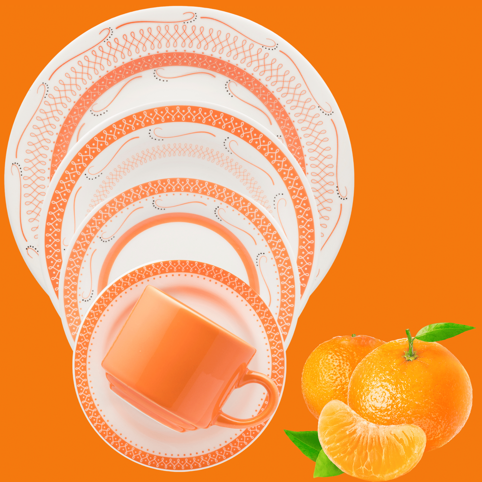 Donna Tangerine 20 Pieces Dinnerware Set Service for 4