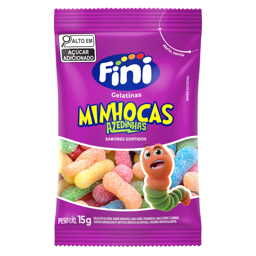 FINI - Doce Azedo "Minhoca" - 15g - VENDA FINAL - EXPIRADO ou PRÓXIMO DE EXPIRAR