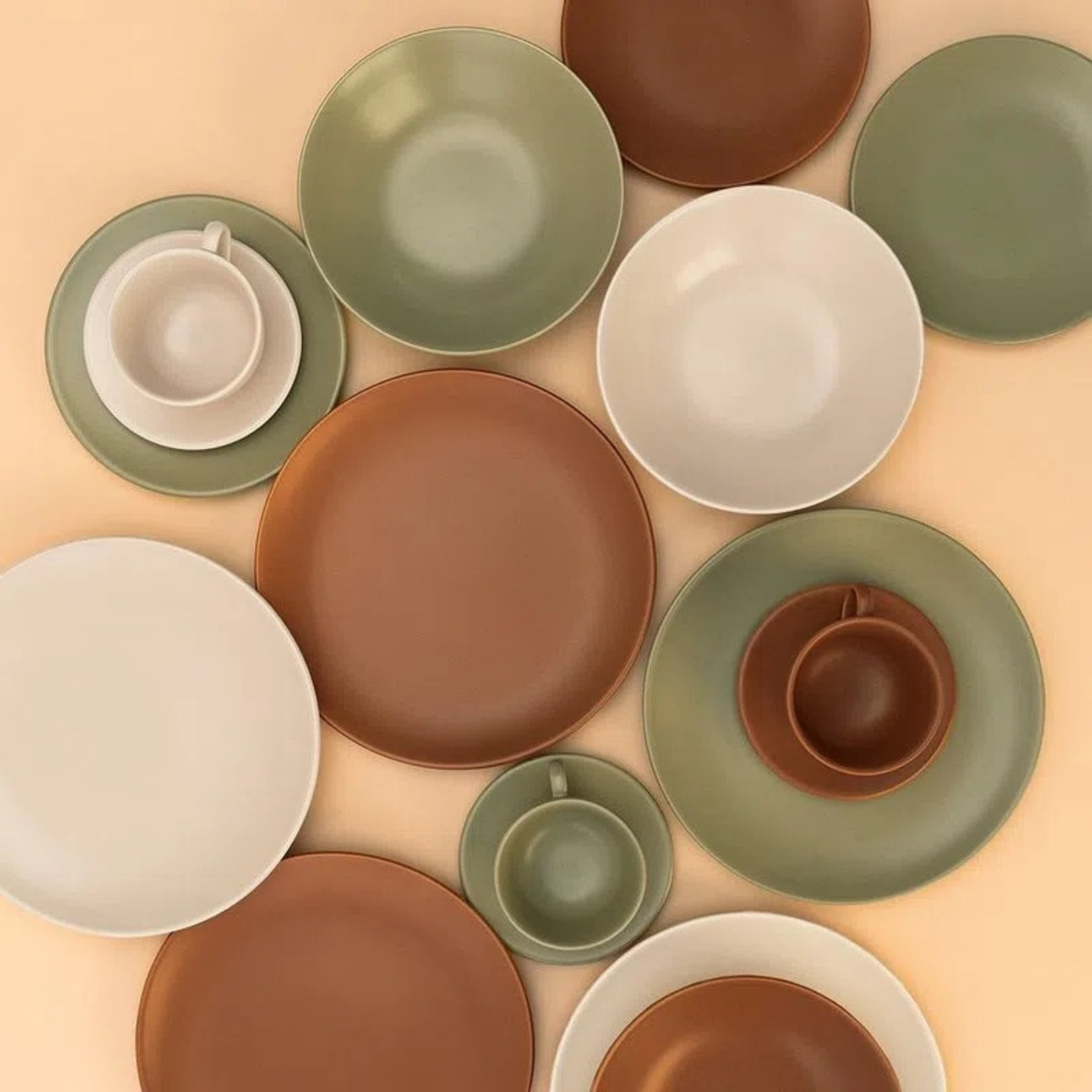 Unni Olive 20 Pieces Dinnerware Set Service for 4 - Satin Effect
