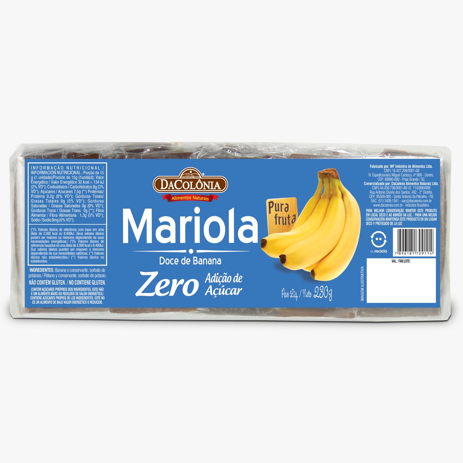 DA COLONIA - Pasta de Banana "Mariola" Zero Açúcar - 200g