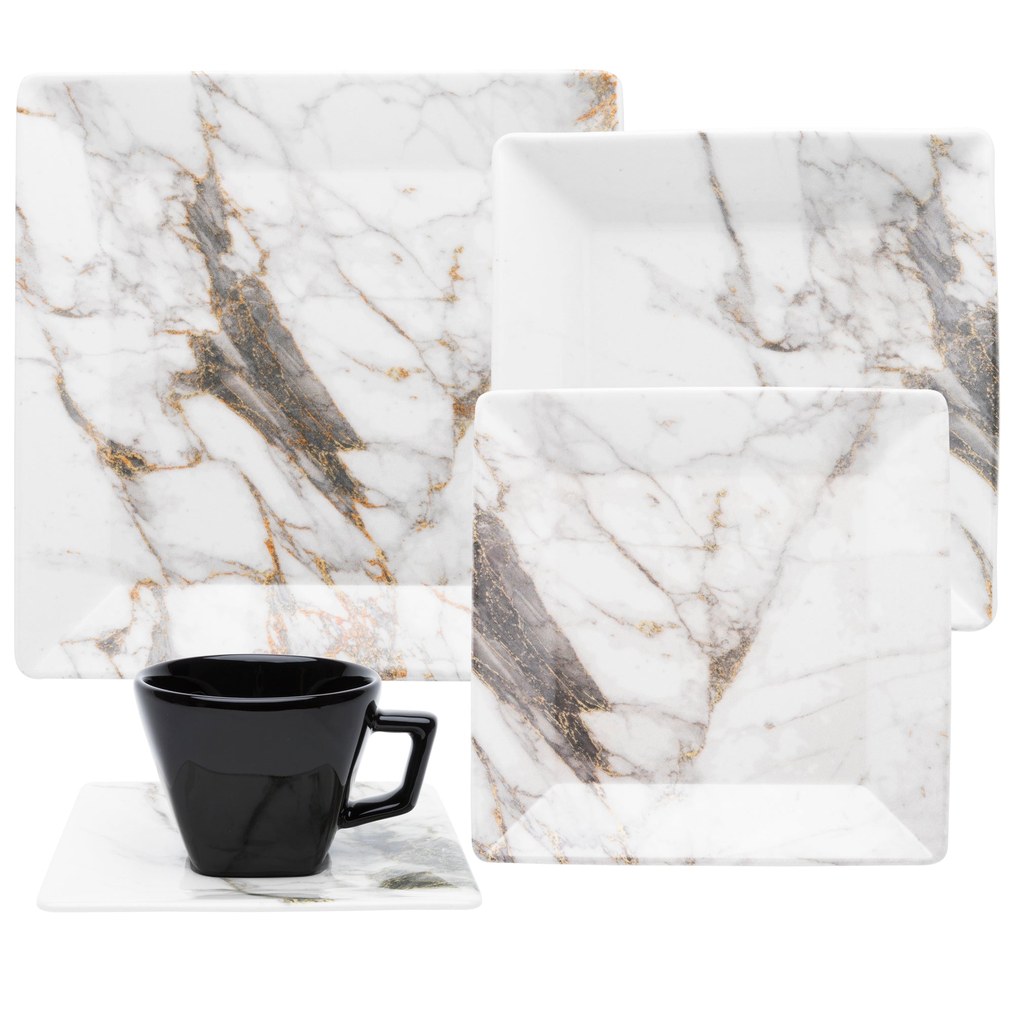 FINAL SALE - Quartier Golden Stone 20 Pieces Dinnerware Set Service for 4