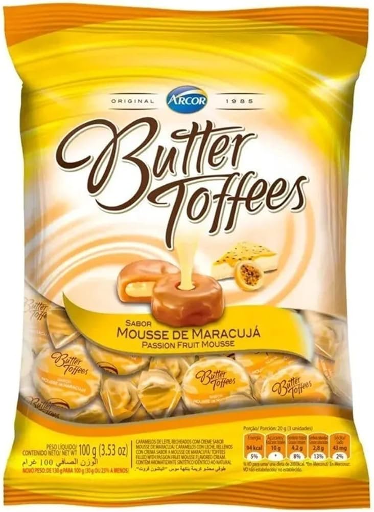 ARCOR - Butter Toffees Balas (sabor mousse de maracuja) - 100g