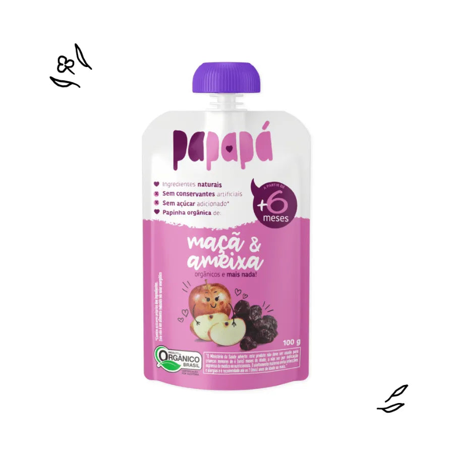 PAPAPA - Aliments biologiques pour bebes | Maça e ameixa - 100g