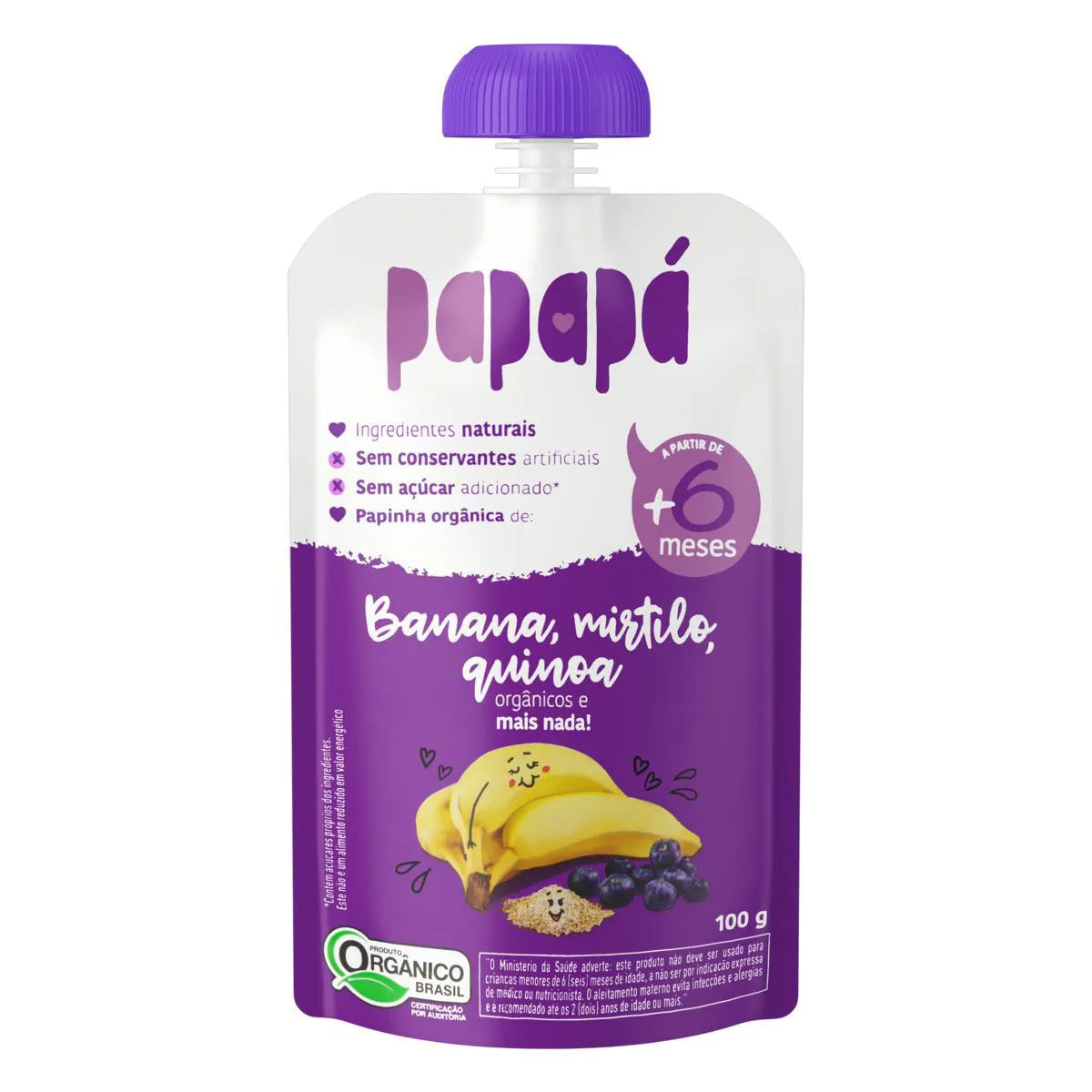PAPAPA - Aliments biologiques pour bebes | Banane, bleuets & quinoa - 100g **SPECIAL MA: 07/01/2024**
