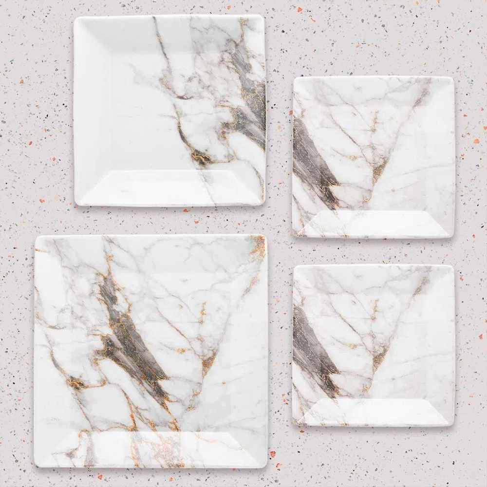 FINAL SALE - Quartier Golden Stone 20 Pieces Dinnerware Set Service for 4