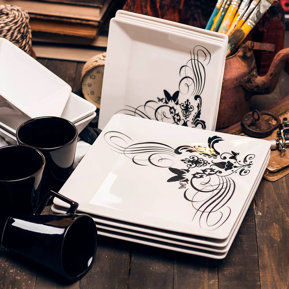 FINAL SALE - Quartier Butterfly Tattoo 20 Pieces Dinnerware Set Service for 4