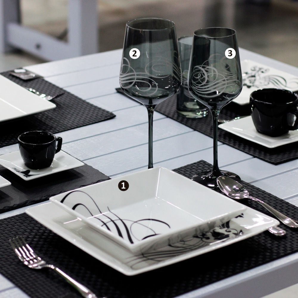 FINAL SALE - Quartier Butterfly Tattoo 20 Pieces Dinnerware Set Service for 4